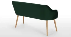 Banco de comedor compacto Lule – Terciopelo verde pino y roble