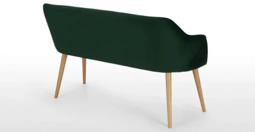 Banco de comedor compacto Lule – Terciopelo verde pino y roble