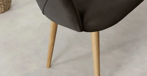 Banco de comedor compacto Lule – Terciopelo gris nutria y roble