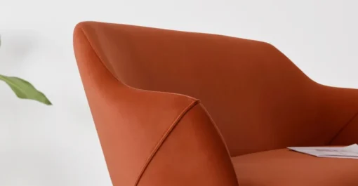 Banco de comedor compacto Lule – Terciopelo naranja y nogal