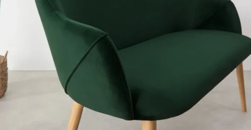 Banco de comedor compacto Lule – Terciopelo verde pino y roble