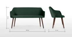Banco de comedor compacto Lule – Pino terciopelo verde