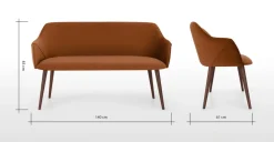 Banco de comedor compacto Lule – Terciopelo naranja
