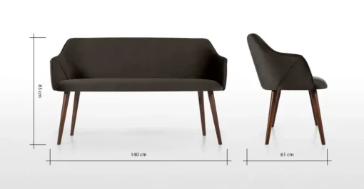 Banco de comedor compacto Lule – Gris marga y gris granizo