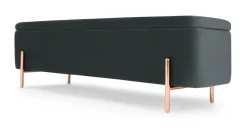 Banco otomana Asare 150cm – Terciopelo gris medianoche