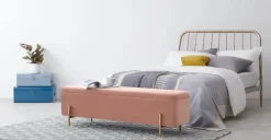 Banco otomana Asare 150cm – Terciopelo rosa