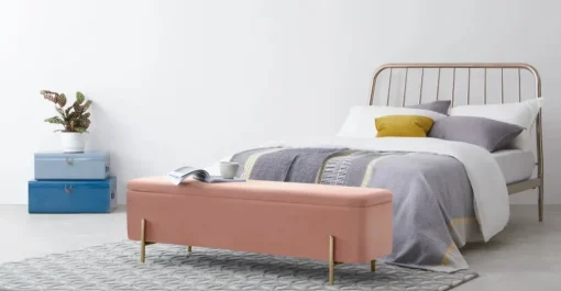 Banco otomana Asare 150cm – Terciopelo rosa