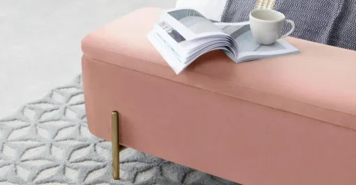 Banco otomana Asare 150cm – Terciopelo rosa