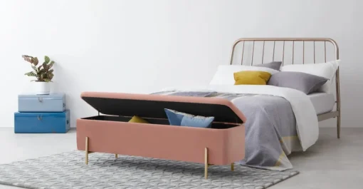 Banco otomana Asare 150cm – Terciopelo rosa