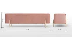 Banco otomana Asare 150cm – Terciopelo rosa