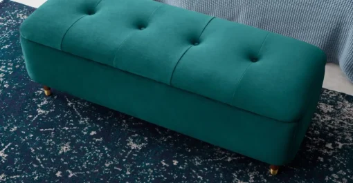 Banco otomana Margot – Terciopelo azul espuma de mar