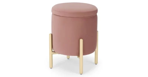 Banco otomana redondo Asare – Terciopelo rosa