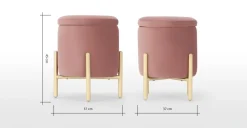 Banco otomana redondo Asare – Terciopelo rosa