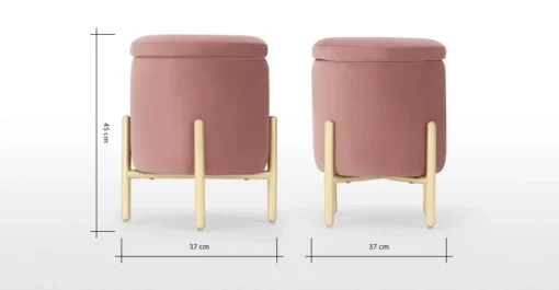 Banco otomana redondo Asare – Terciopelo rosa