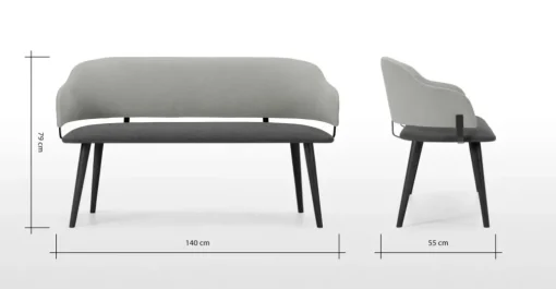Banco para comedor Neilson – Gris granizo y negro