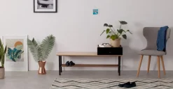 Banco para recibidor Panos – Roble y cobre