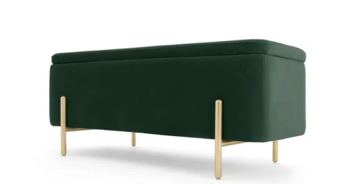 Banco tapizado con almacenaje Asare – Verde Pino