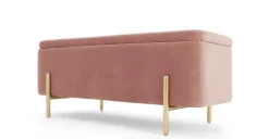 Banco tapizado con almacenaje Asare – Rosa Palo