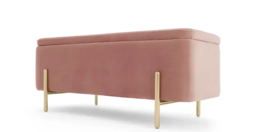 Banco tapizado con almacenaje Asare – Rosa Palo