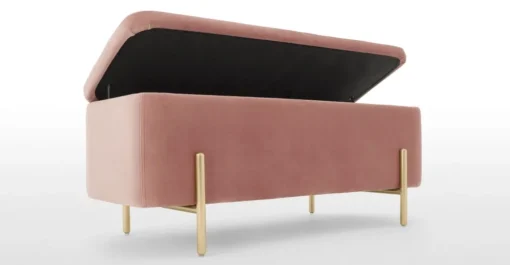 Banco tapizado con almacenaje Asare – Rosa Palo