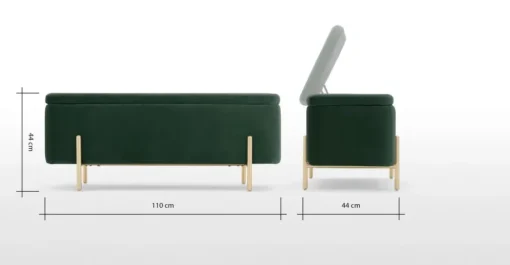 Banco tapizado con almacenaje Asare – Verde Pino