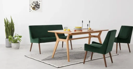 Banco tapizado Higgs – Terciopelo verde pino