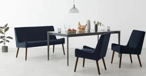 Banco tapizado Higgs – Terciopelo azul real
