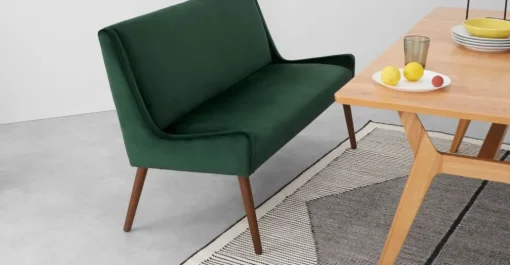 Banco tapizado Higgs – Terciopelo verde pino