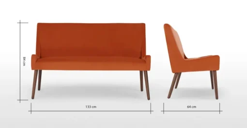 Banco tapizado Higgs – Terciopelo naranja llama