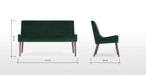 Banco tapizado Higgs – Terciopelo verde pino