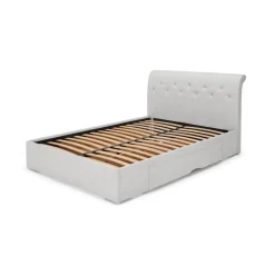 Cama con Almacenamiento Linnell – Tejido Gris Nieve