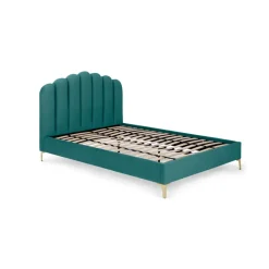 Cama Delia – Terciopelo Azul Espuma de Mar