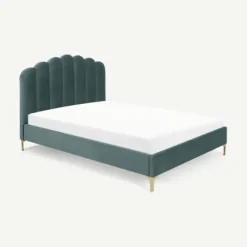 Cama Delia – Terciopelo Verde Espuma de Mar