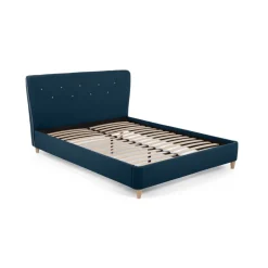 Cama Europea Burcot – Azul con Ribete en Contraste