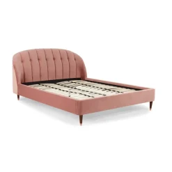 Cama Europea Margot – Terciopelo Rosa Palo