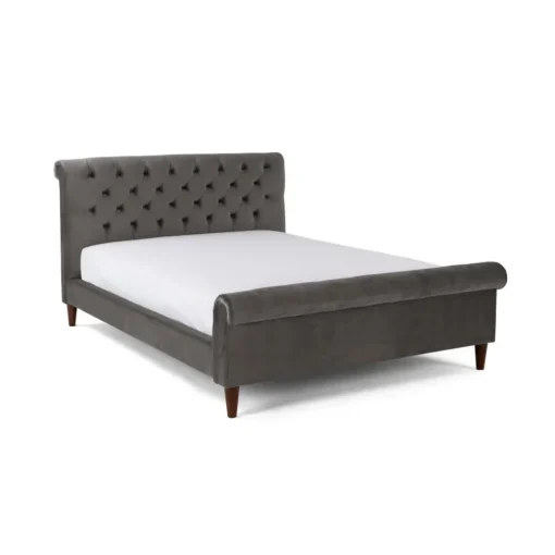 Cama Europea Orkney – Terciopelo Gris Ahumado