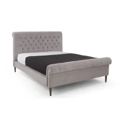 Cama Europea Orkney – Terciopelo Gris Lechuza
