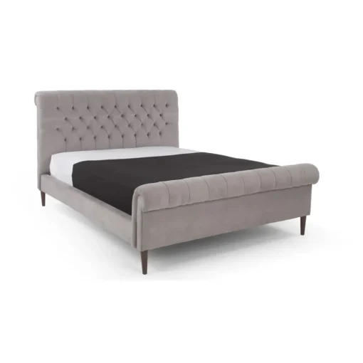Cama Europea Orkney – Terciopelo Gris Lechuza