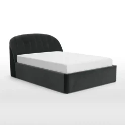 Cama Europea Otomana Margot – Terciopelo Gris Medianoche