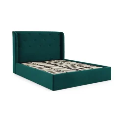 Cama Europea Otomana Ormond – Terciopelo Azul Mar