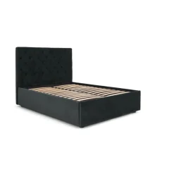 Cama Europea Otomana Skye – Terciopelo Gris Medianoche