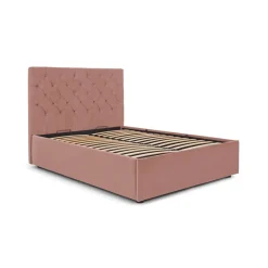 Cama Europea Otomana Skye – Terciopelo Rosa Palo