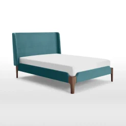 Cama Europea Roscoe – Terciopelo Azul Acero