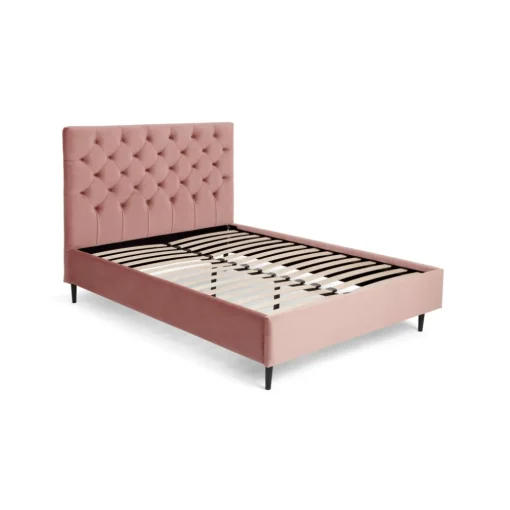 Cama Europea Skye – Terciopelo Rosa Palo