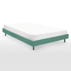 Cama Plataforma Besley – Azul Aguamarina y Gris