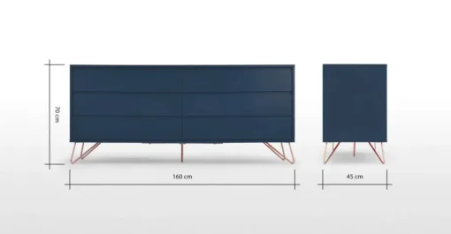 Cómoda Ancha Elona – Azul y Cobre