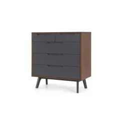 Cómoda Jenson – Roble Oscuro y Gris