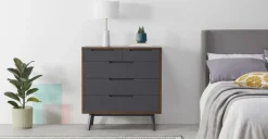 Cómoda Jenson – Roble Oscuro y Gris