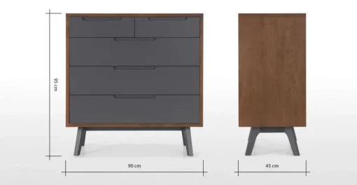 Cómoda Jenson – Roble Oscuro y Gris
