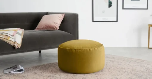 Cojín de Suelo de Terciopelo Lux – Dorado Vintage.